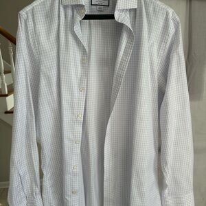 Charles Tyrwhitt White and Blue Checkered Dress Shirt
